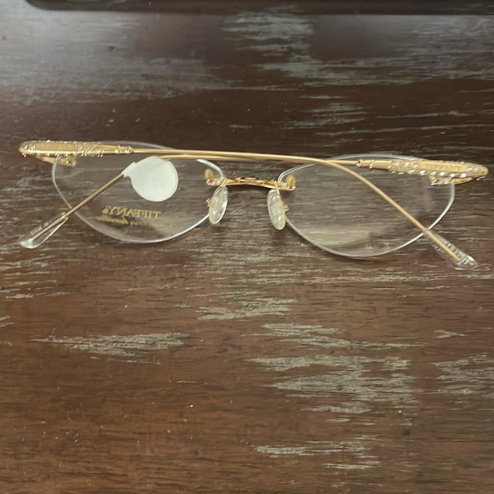 Tiffany Lunettes 23K gold plated T790 C4 gold  52-17 rimless eyeglasses - Picture 2 of 16